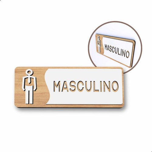 Placa de Banheiro Placas para Banheiro Feminino Masculino:branco - Masculino 12x26 - 7