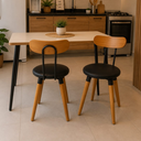 Ver imagem 1 de Kit 2 Cadeiras Ergonomica para Mesa de Jantar Cozinha de Madeira Estofada com Fixação de Metal