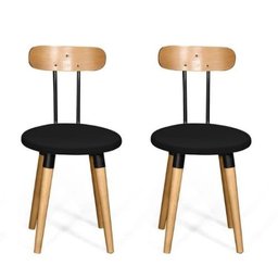 Kit 2 Cadeiras Ergonomica para Mesa de Jantar Cozinha de Madeira Estofada com Fixação de Metal - 1