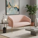 Ver imagem 1 de Sofá 2 Lugares Namoradeira Stella Base Industrial Alta Dourada Veludo D03 - D'Rossi Cor Rose