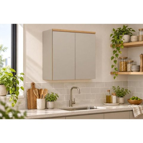Módulo Cozinha Linea Allure Allure c/2 Portas 80cm Jequitiba/Gris Linea Brasil