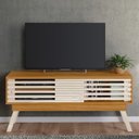 Ver imagem 2 de Rack Bancada de Tv 65 Pol 150cm Keli Z10 Off/cinamomo - Mpozenato