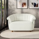 Ver imagem 1 de Sofá Namoradeira Decorativa Latvia 150cm Pés de Madeira Bouclê Off White G45 - Gran Belo