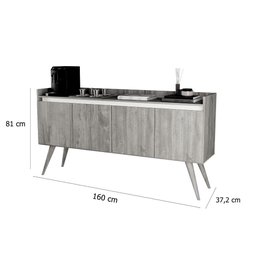 Aparador Buffet Retrô 4 Portas Gold - Preto/mel - 2
