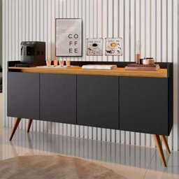 Aparador Buffet Retrô 4 Portas Gold - Preto/mel - 1