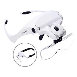 Óculos Lupa Cabeça com 5 Lentes Led Profissional Branco - 4