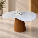 Ver imagem 3 de Mesa de Jantar Cone Orgânica Beca 4 Lugares Tampo Orgânico em Mármore 160x90cm Branco