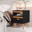 Ver imagem 1 de Kit 2 Mesas de Cabeceira com Gaveta Pes Palito Sal Qualitare:preto Cedro