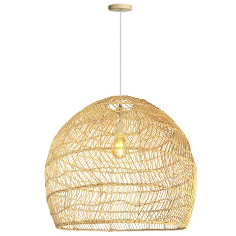 Pendente Fibra Natural em Rattan Grande 60 Cm Rustico Nat21