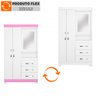 Guarda Roupas Solteiro Flex 2 Portas 3 Gavetas NT5170 Notáve Branco New Com Rosa Flex - 6