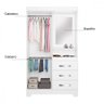 Guarda Roupas Solteiro Flex 2 Portas 3 Gavetas NT5170 Notáve Branco New Com Rosa Flex - 4