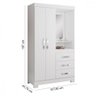 Guarda Roupas Solteiro Flex 2 Portas 3 Gavetas NT5170 Notáve Branco New Com Rosa Flex - 5