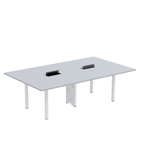 Mesa Reunião 320cm x 140cm MRCPB3214 Cinza e Branco