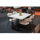 Ver imagem 4 de Kit 4 Cadeiras Jantar Aço Carbono Tecido Bouclê Lançamento:off White/preto