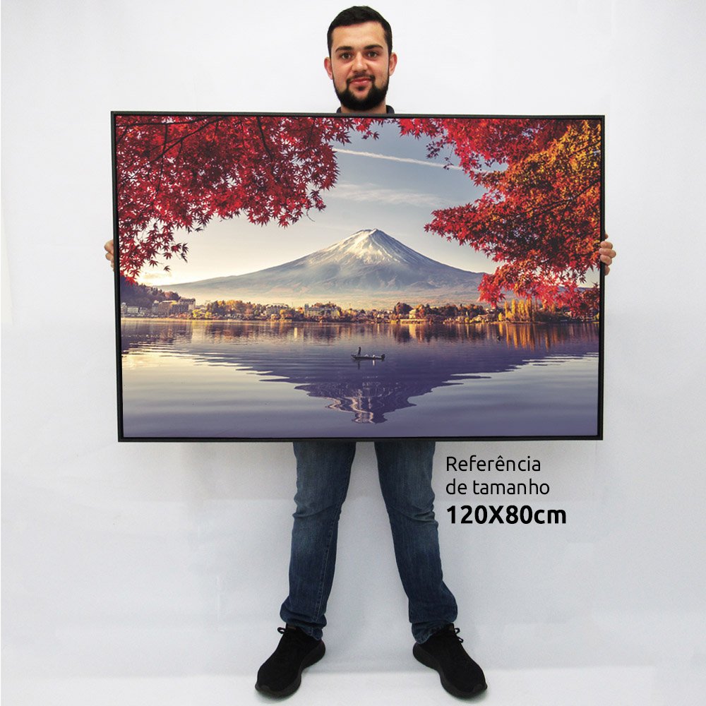 Quadro Decorativo em Canvas As Margens do Monte Fuji Japão TaColado Moldura Madeira 120 x 80cm - 3