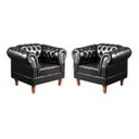 Ver imagem 4 de Conjunto Sofá Chesterfield 3 Lugares + 2 Poltronas Dom Pedro - Couríssimo Preto