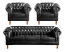 Ver imagem 1 de Conjunto Sofá Chesterfield 3 Lugares + 2 Poltronas Dom Pedro - Couríssimo Preto