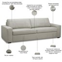 Ver imagem 3 de Sofá 2 Lugares para Sala de Estar Living 150cm Aurora L06 Couro Cinza Claro - Lyam Decor