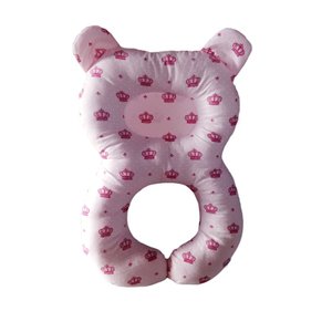 Almofada Apoio Pescoço Que Evita Cabeça Chata Para Carrinho Cadeirinha 0-2 anos - coroa rosa