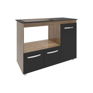 Balcão Armário Gabinete de Cozinha para Fogão Cooktop 5 Bocas e Forno 3 Portas Alana Mobília Decor S