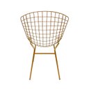 Ver imagem 4 de Cadeira para Cozinha Bertoia cor Dourado Fosco assento branco tubular 3 Unidades Poltronas do Sul