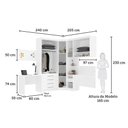 Ver imagem 5 de Quarto de Canto Solteiro com Guarda Roupas Cabeceira e Escrivaninha Alpes Luciane Móveis Branco Pf