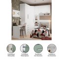 Ver imagem 3 de Quarto de Canto Solteiro com Guarda Roupas Cabeceira e Escrivaninha Alpes Luciane Móveis Branco Pf