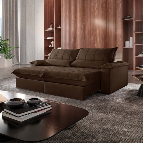 Sofá Retrátil e Reclinável Genova 2.80m - Movenzo Estofados