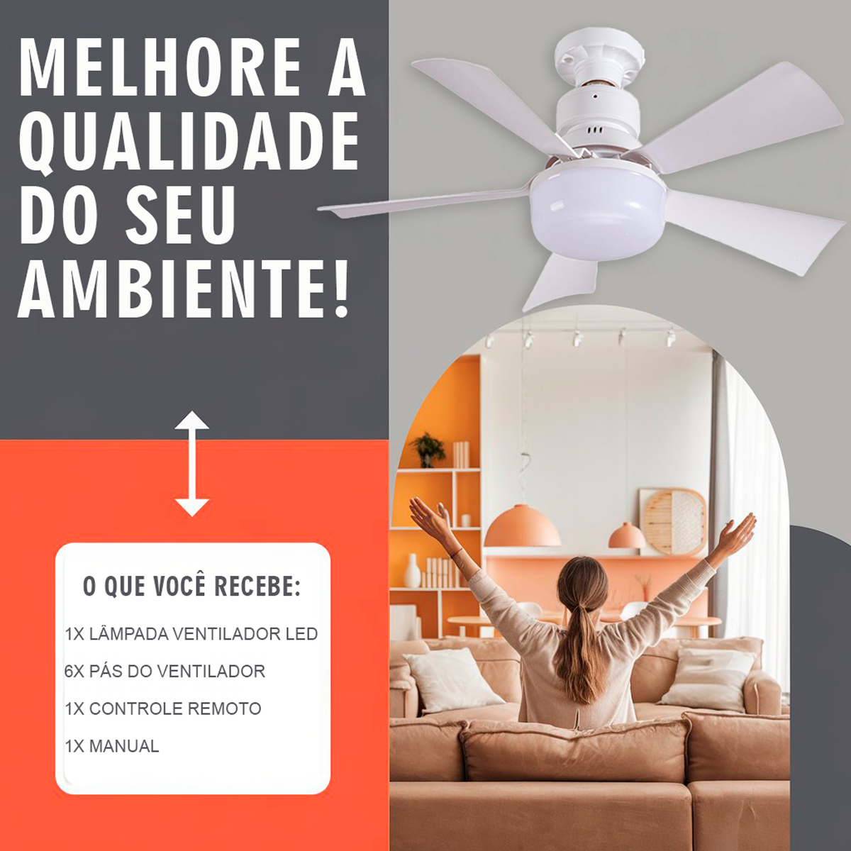 Lâmpada Ventilador de Teto Silencioso Bivolt com Controle Remoto - 5