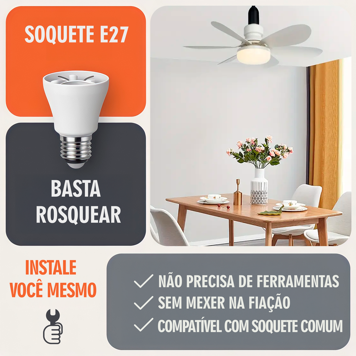 Lâmpada Ventilador de Teto Silencioso Bivolt com Controle Remoto - 3