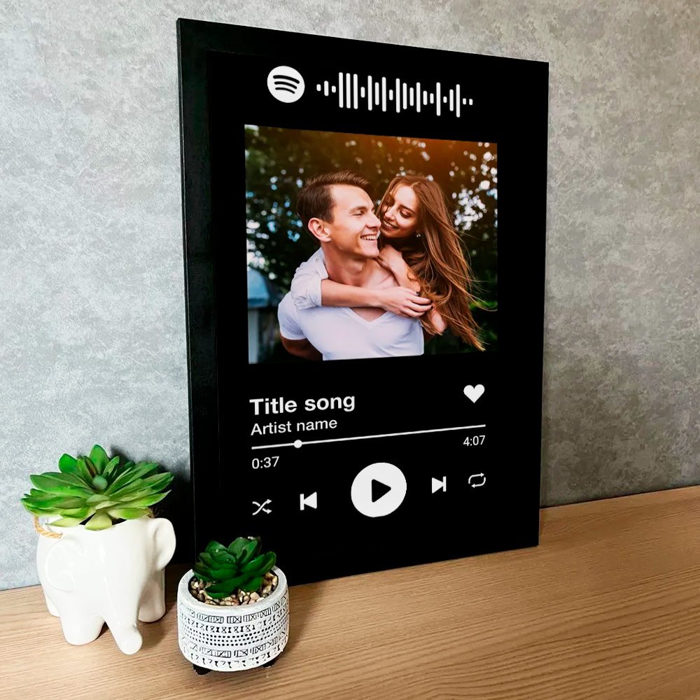 Quadro Personalizado com Foto e Música Spotify em Moldura Caixa TACOLADO PAPEL DE PAREDE 80 x 120cm 