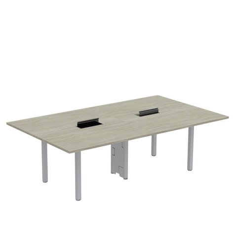 Mesa Reunião 240cm x 120cm MRCPB2412 Bege/Nogueira Casablanca/Cinza