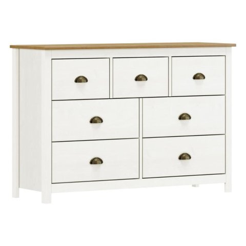 Cômoda 7 Gavetas em Madeira Linha Topázio - Branco/freijó
