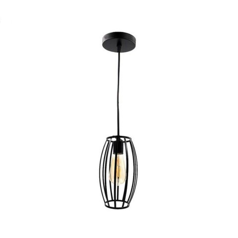 Lustre Pendente Industrial Retrô Preto Gaiola Pequima Bivolt 28061-1