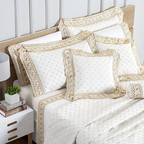 Jogo de Cama Supreme Casal Padrão 04 Peças - Off White Bia Enxovais