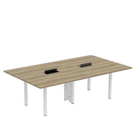Mesa Reunião 240cm x 140cm MRCPB2414 Bege/Nogueira Casblanca/Branco