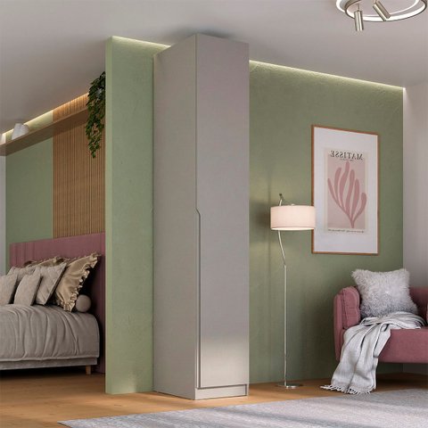 Guarda Roupa Bend Mdf 44,5x240cm 1 Porta Abertura Direita Grigio C852