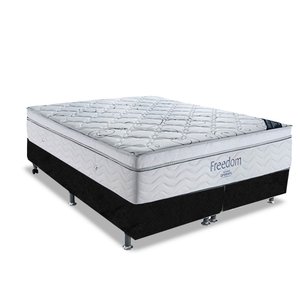 Cama Box Queen + Colchao De Molas Ensacadas Freedom 72X158X198:Preto