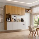 Ver imagem 1 de Cozinha Compacta com Nicho e Portas Frisadas MDF New Zarah Yescasa Bege/Cinamomo/Off White Acetinado