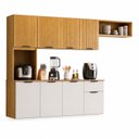 Ver imagem 2 de Cozinha Compacta com Nicho e Portas Frisadas MDF New Zarah Yescasa Bege/Cinamomo/Off White Acetinado
