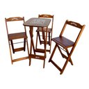 Ver imagem 6 de Kit 5 Conjuntos Bistrô Mesa com 3 Banquetas Dobráveis de Madeira Personalizada Jack Imbuia Marrom