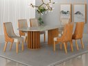 Ver imagem 7 de Conjunto Sala de Jantar Mesa Orgânica 200cm 6 Cadeiras Belle com Tampo Vidro Cinamomo/Sintético Terr