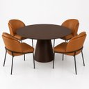 Ver imagem 3 de Mesa de Jantar Cone Redondo 100 cm Laca Marrom Cacau com Vidro
