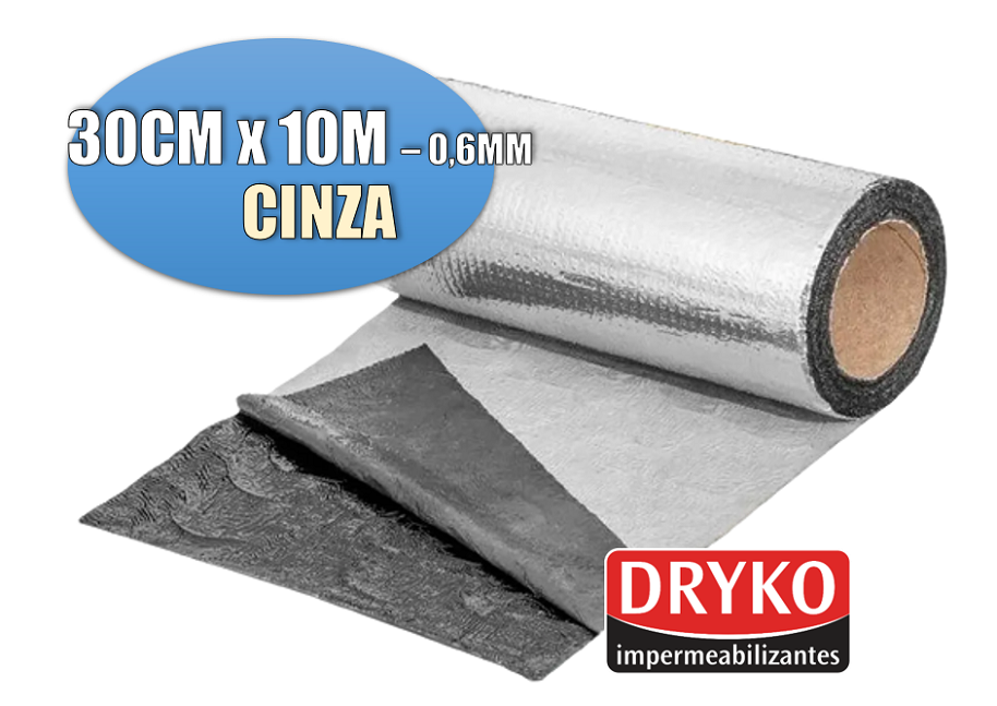 Manta Asfaltica / Térmica Vedatudo Cinza 30cm x 10m 0,6mm Dryko Unico - 2