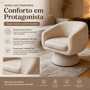 Ver imagem 4 de Poltrona Giratória Orgânica Maya Tecido Courino Premium Design Redondo Sala Quarto Suporta 150kg