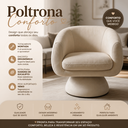 Ver imagem 3 de Poltrona Giratória Orgânica Maya Tecido Courino Premium Design Redondo Sala Quarto Suporta 150kg