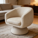 Ver imagem 1 de Poltrona Giratória Orgânica Maya Tecido Courino Premium Design Redondo Sala Quarto Suporta 150kg