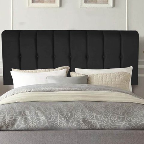 Painel Estofada Kiara 90cm Solteiro Box Quarto Suede Preto - Ahazzo Móveis