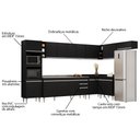 Ver imagem 3 de Armário de Cozinha Modulada de Canto 9 Peças CP06 Balcão com Pia Inox Preto - Lumil Lumil Móveis