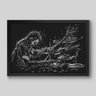 Quadro Baterista P&B - 90x60cm - Moldura Caixa Preto - 1